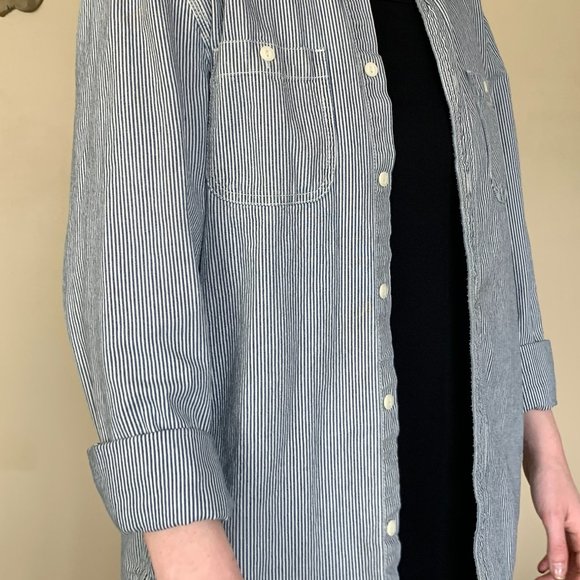 Navy Striped Button-up - Picture 9 of 11